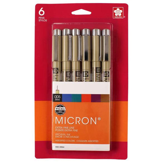 Sakura Pigma Micron Pens 005 .2mm 6/Pkg