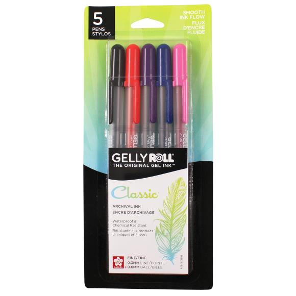 Sakura Gelly Roll Fine Point Pens 5/Pkg