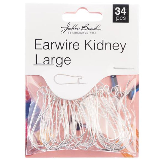 John Bead Earwire Kidney Large 33x15mm 34/Pkg