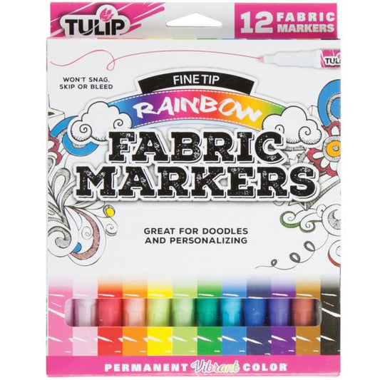 Tulip Fine Tip Fabric Markers 12/Pkg