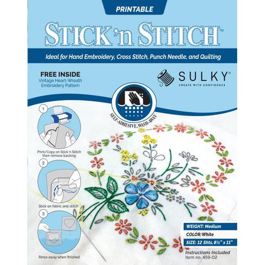 Sulky Stick 'n Stitch Printable Sheets 12/Pkg