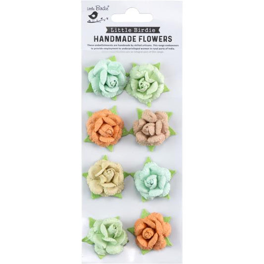Little Birdie Angle Rose Paper Flowers 8/Pkg