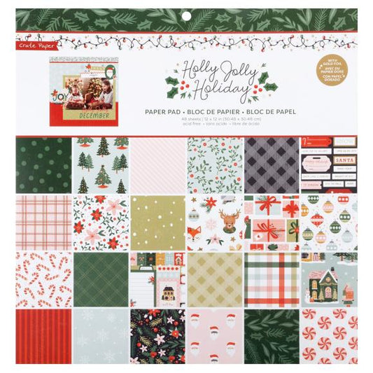 Crate Paper Holly Jolly Paper Pad 12"X12"