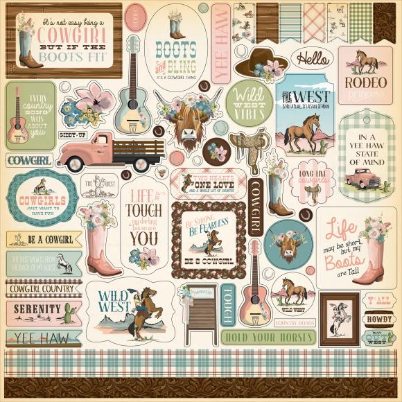 Cowgirl Cardstock Stickers 12"X12"