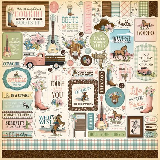 Cowgirl Cardstock Stickers 12"X12"