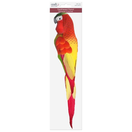 Craft Dcor Essentials Feathered Parrot W/Clip 13"  1/Pkg