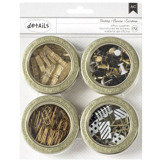 American Crafts Value Pack Magnetic Office Tins 2.5" 4/Pkg