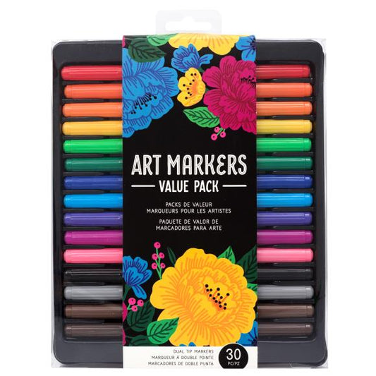 American Crafts Dual Tip Art Markers Value Pack 30/Pkg