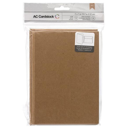 American Crafts A7 Cards W/Envelopes (5.25"X7.25") 12/Pkg