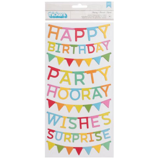 Happy Hooray Thickers Stickers 5.5"X11" 2 Sheets