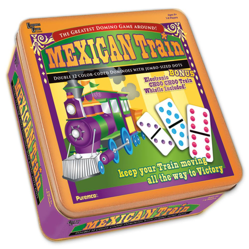 MEXICAN TRAIN - DOUBLE 12 - COLOR DOT - DOMINOES - W/TIN (Case of 8)
