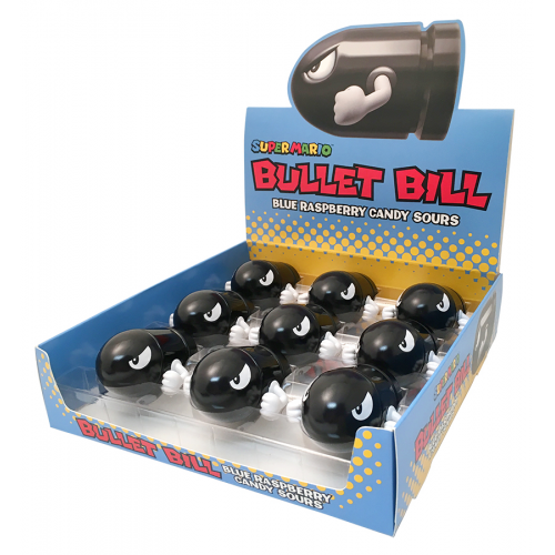 NINTENDO - SUPER MARIO - BULLET - BLUE RASPBERRY SOURS CANDY - CDU (Case of 9)