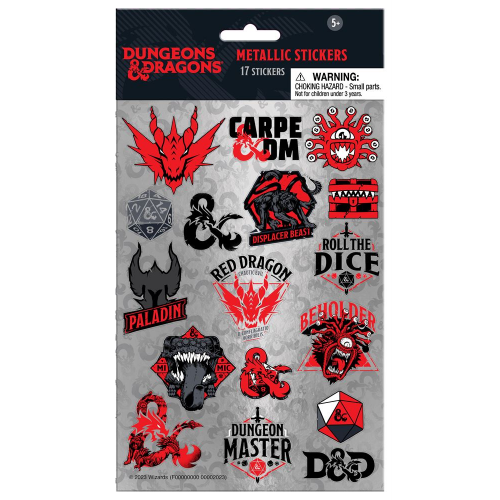DUNGEONS and DRAGONS - METALLIC STICKERS (Case of 6)