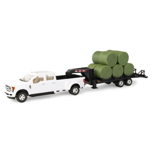 1:32 FORD F-350 PICKUP AND GOOSENECK TRAILER + BALES (Case of 4)