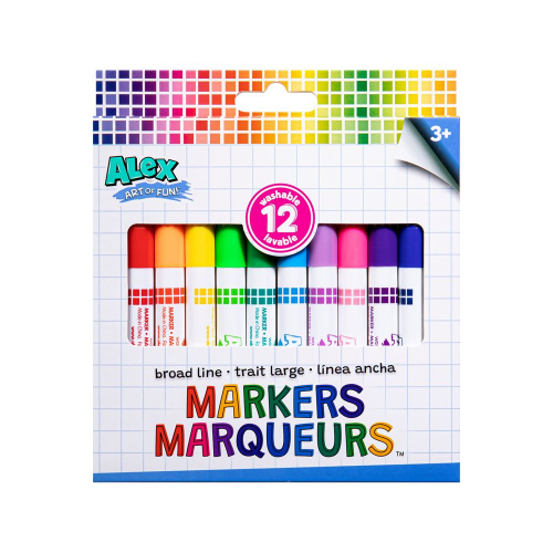 ALEX - ART of FUN - BROAD LINE MARKERS 12pk (Case of 12)