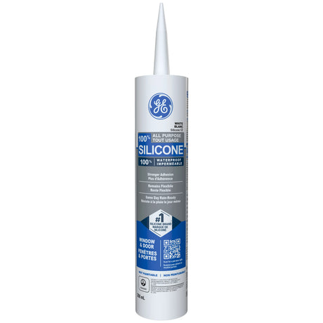 GE Window & Door Sealant, White All Purpose, 298 ml Cartridge, Pack of 1 GE
