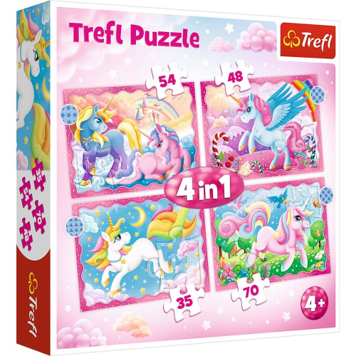 PUZZLE - 4in1 - UNICORNS AND MAGIC - 35/48/54/70pcs (Case of 8) TREFL USA LLC