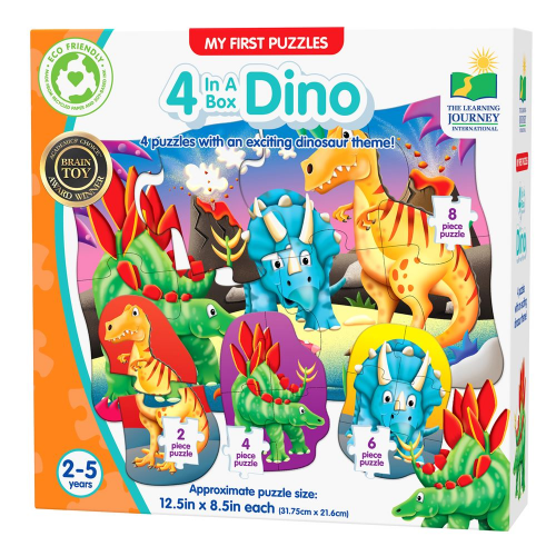 MY FIRST PUZZLE SETS -  4-IN-A-BOX PUZZLES - DINO (Case of 6)