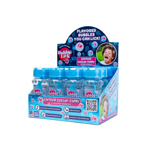 BUBBLE CANDY - 2.5oz BOTTLE BUBBLELICK - COTTON CANDY CDU (Case of 12)