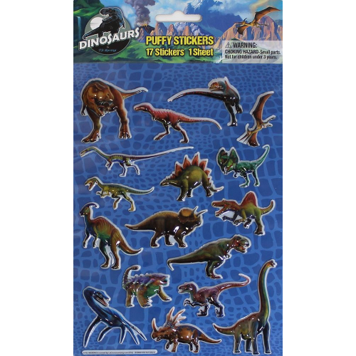DINOSAURS - PUFFY STICKERS (Case of 6)
