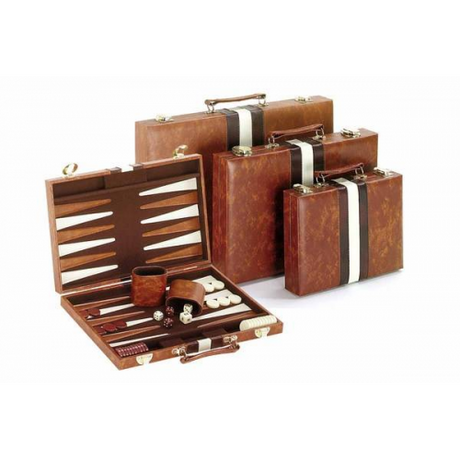 15" BROWN W/ STRIPES BACKGAMMON (Case of 6)