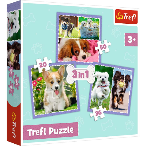 PUZZLE - 3in1 - LOVELY DOGS - 20/36/50pcs (Case of 8)