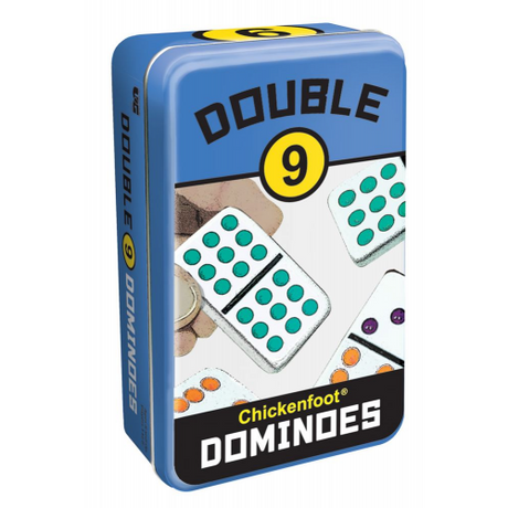 DOMINOES - CHICKENFOOT - DOUBLE 9 - COLOR - TIN (Case of 4)