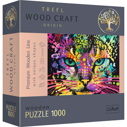 PUZZLE - COLORFUL CAT - WOODEN - 1000pc (Case of 6)
