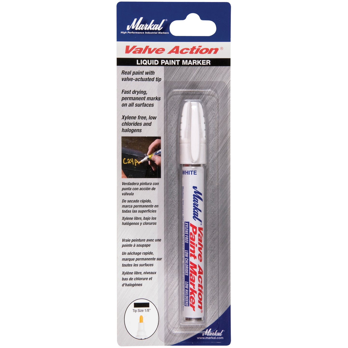 Valve Action® Carded Paint Marker, Liquid, White