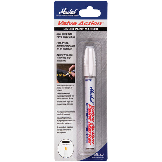Valve Action® Carded Paint Marker, Liquid, White