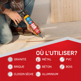 LePage No More Nails Wet Grab Construction Adhesive, White, 266 ml Cartridge, Pack of 1 LePage