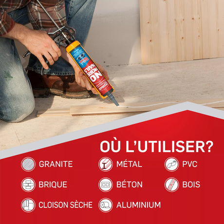 LePage No More Nails Wet Grab Construction Adhesive, White, 266 ml Cartridge, Pack of 1 LePage