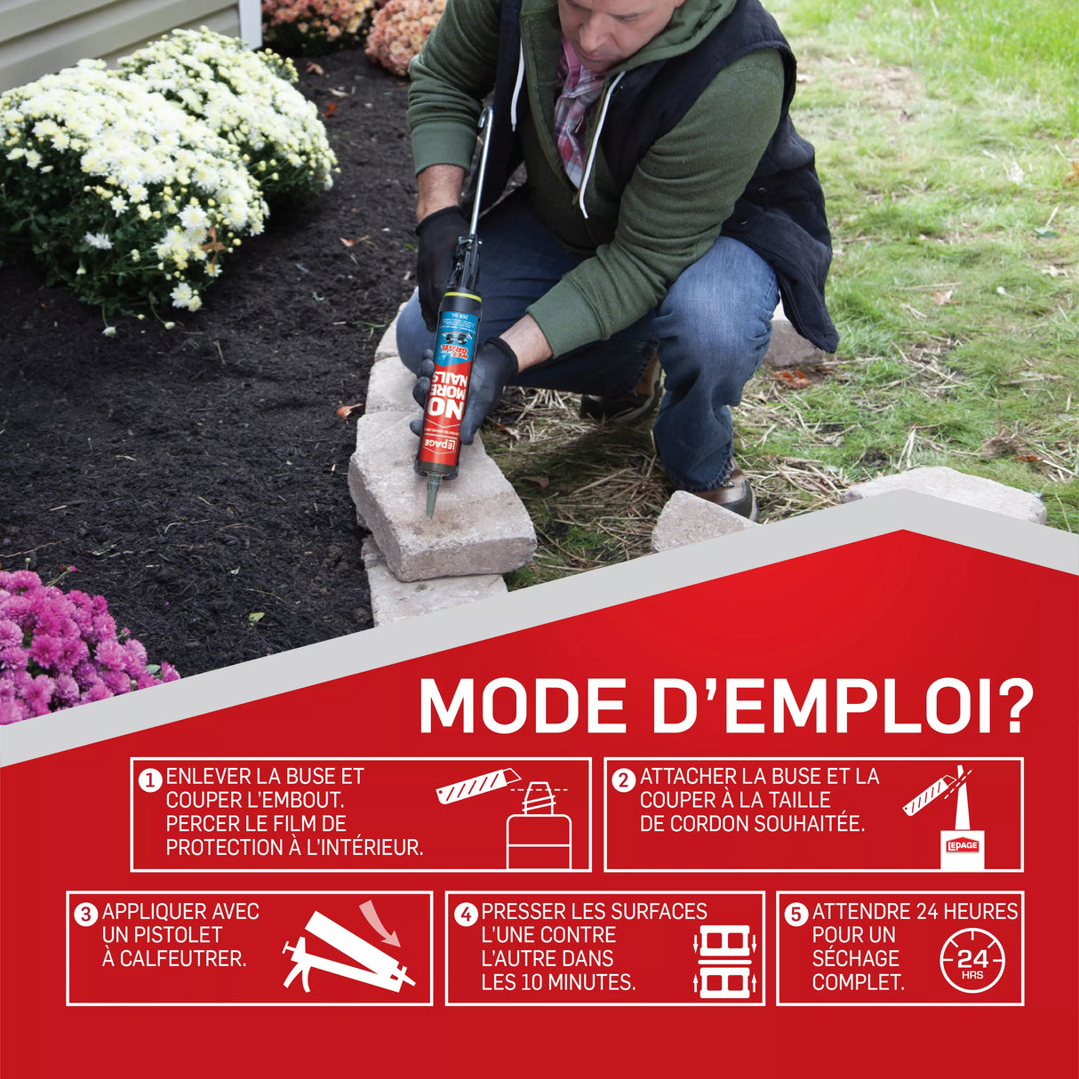 LePage No More Nails Wet Grab Construction Adhesive, White, 266 ml Cartridge, Pack of 1 LePage