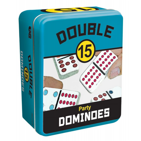 DOMINOES - PARTY - DOUBLE 15 - COLOR - TIN (Case of 3)