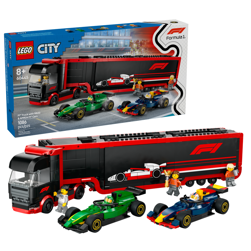 60445 F1® Truck with RB20 & AMR24 F1® Cars (Case of 3)