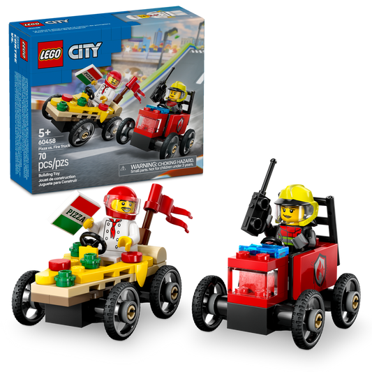 60458 Pizza vs. Fire Truck Race Car Pack (Case of 5)
