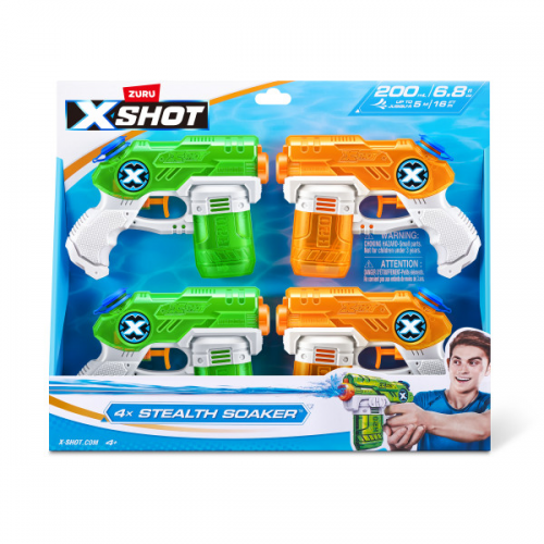 ZURU - X-SHOT - WATER WARFARE STEALTH SOAKER WATER BLASTER 4pk (Case of 6)