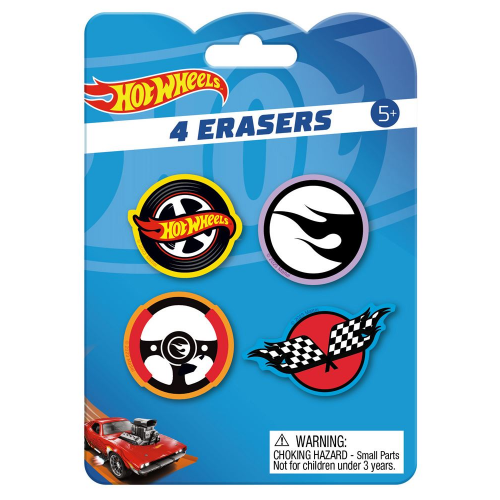 HOT WHEELS - 4pk ERASERS (Case of 24)