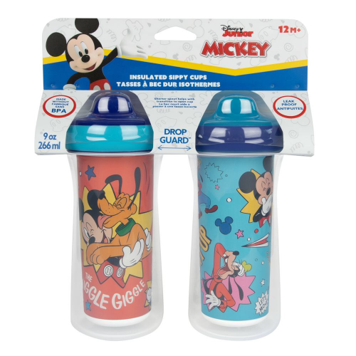 FIRST YEARS - DISNEY - MICKEY MOUSE - INSULATED 9oz SIPPY CUPS 2pk (Case of 2)