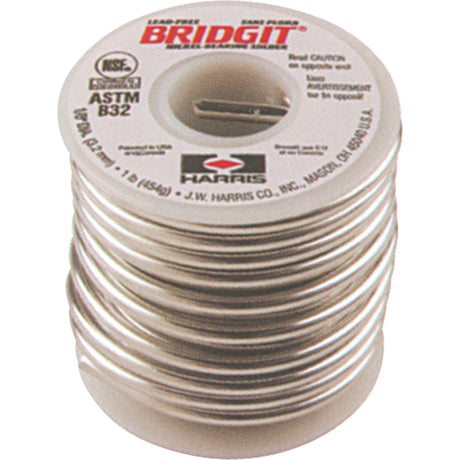Bridgit® Solder, Lead-Free, 88.85-92.9% Tin 4.5-5.5% Antimony 2.5-3.5% Copper 0.05-2% Nickel 0.05-0.15% Silver, Solid Core, 0.125" Dia.
