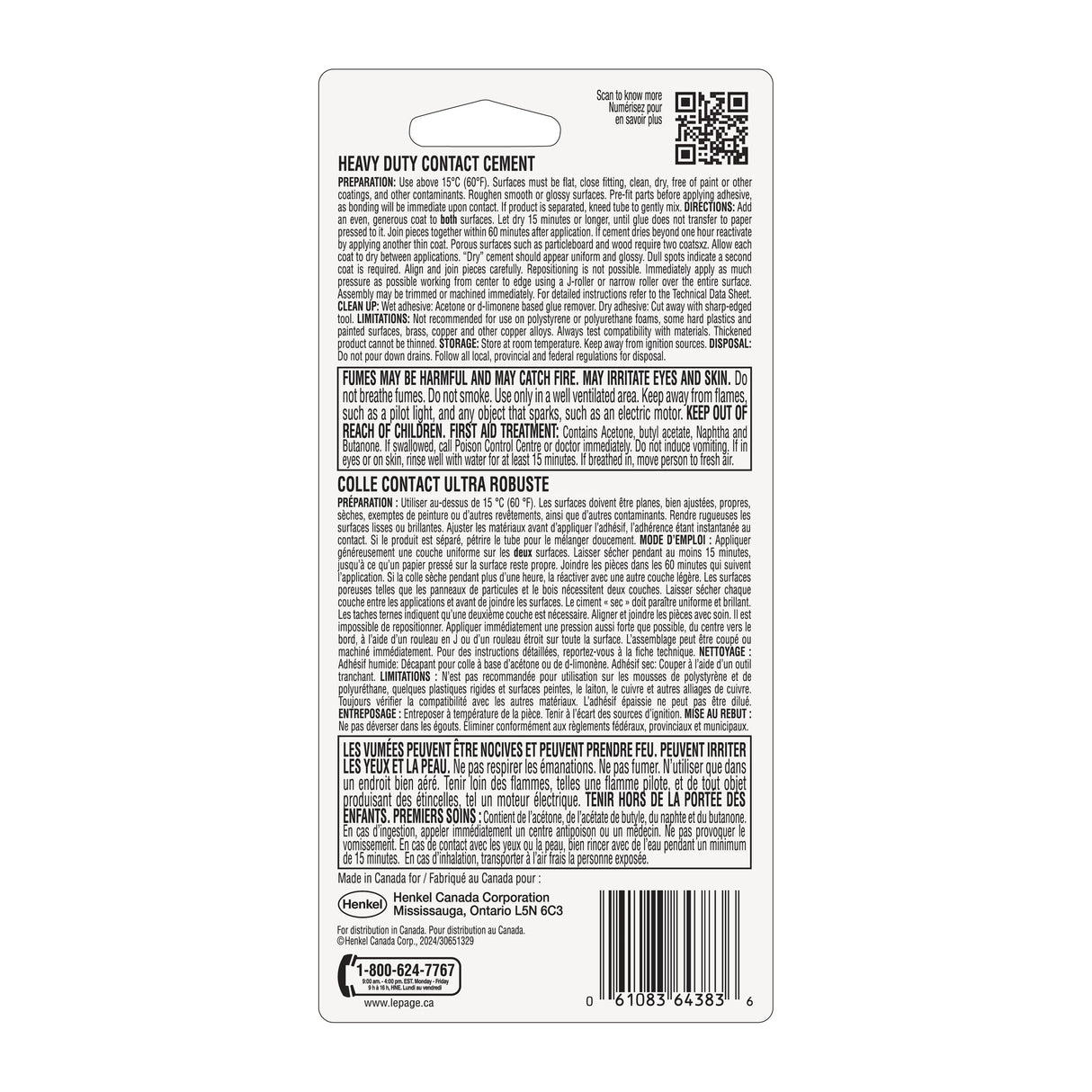 LePage Contact Cement, Light Amber Heavy Duty, 30 ml Tube, Pack of 1 LePage