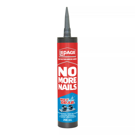 LePage No More Nails Wet Grab Construction Adhesive, White, 266 ml Cartridge, Pack of 1 LePage