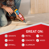 LePage No More Nails Wet Grab Construction Adhesive, White, 266 ml Cartridge, Pack of 1 LePage