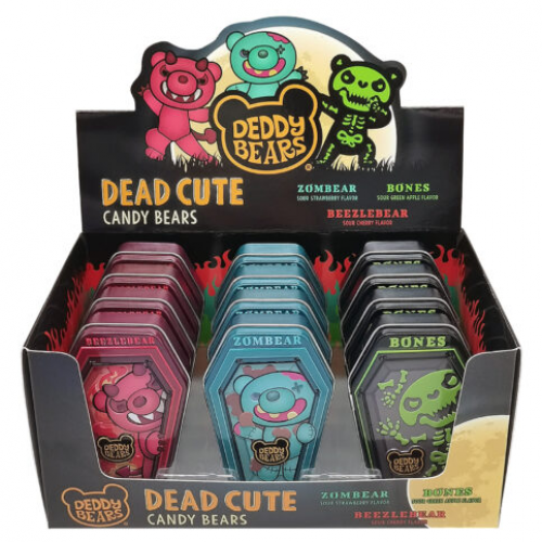 DEDDY BEARS - APPLE/RASPBERRY/CHERRY SOUR CANDY TIN - CDU (Case of 12)