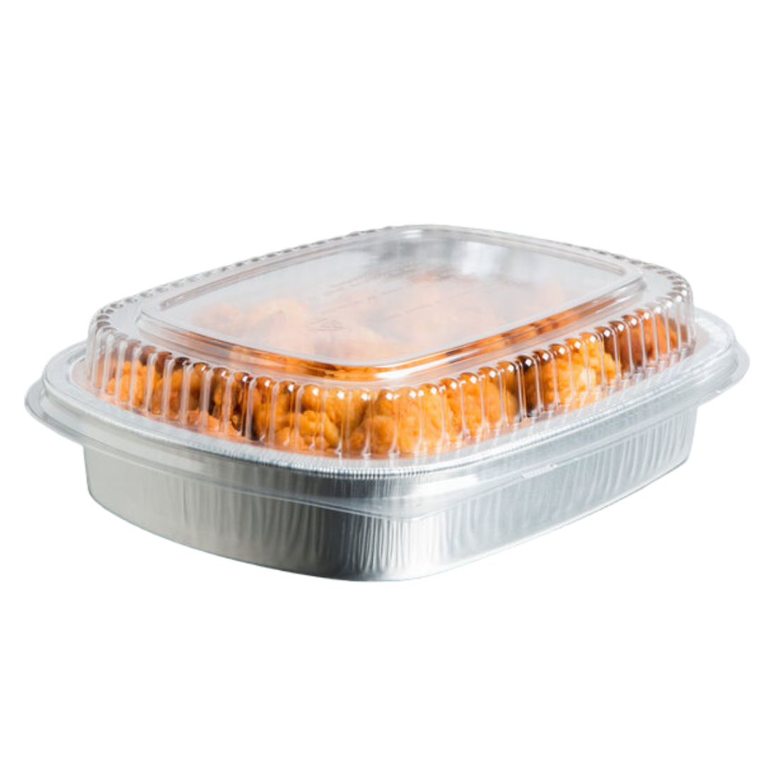 16oz SmoothWall Silver Foil Container with Clear Lid - 100 sets