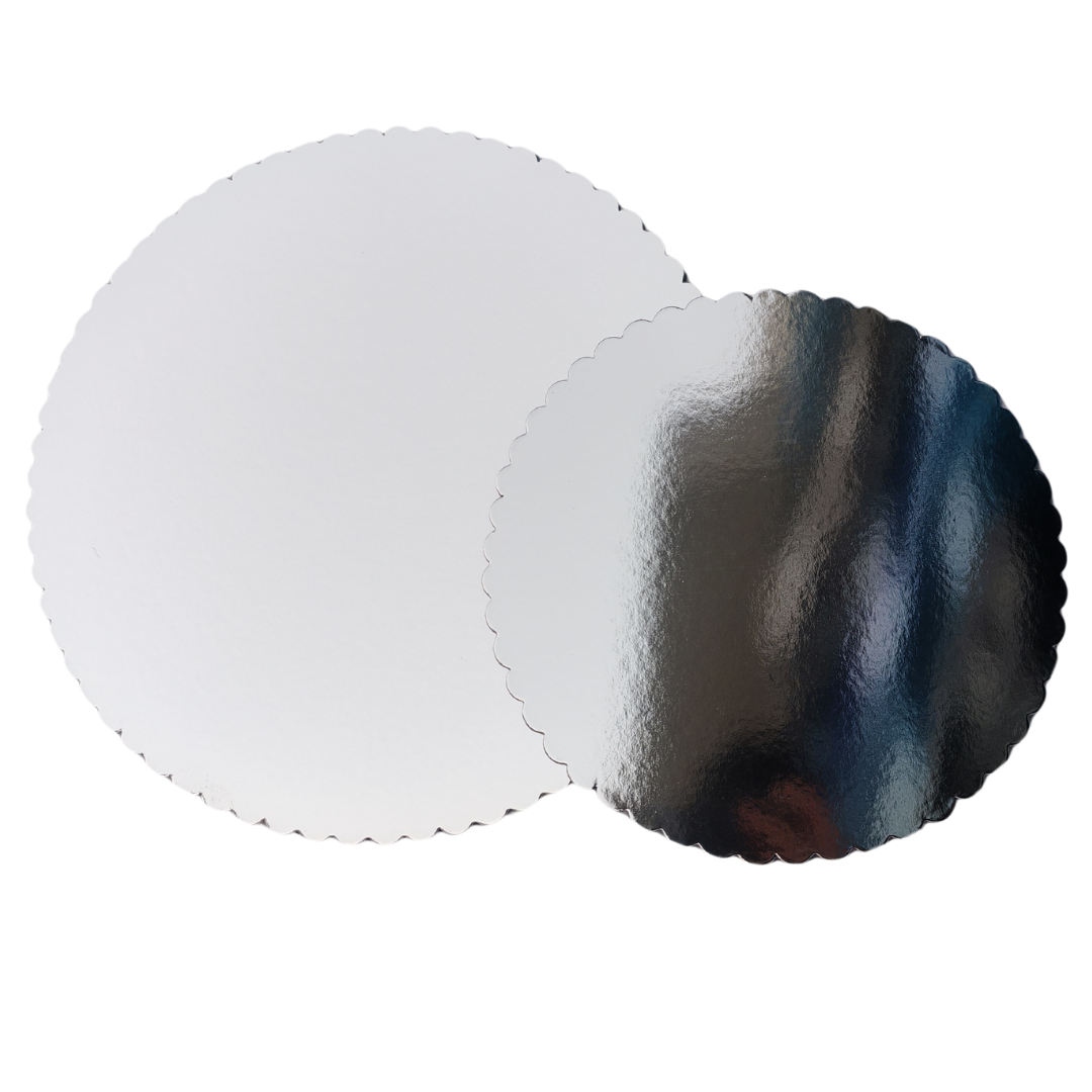 10" x 0.045" Round Laminated Solid Pressboard Cake Board- 250pcs