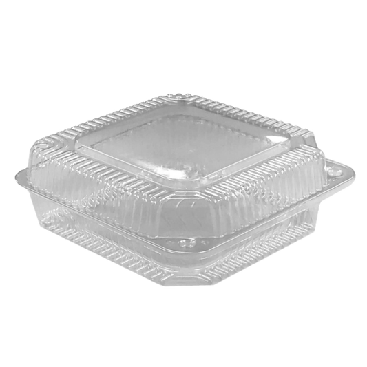 8" x 8" x 3" Clear Clamshell Plastic Container - 250pcs