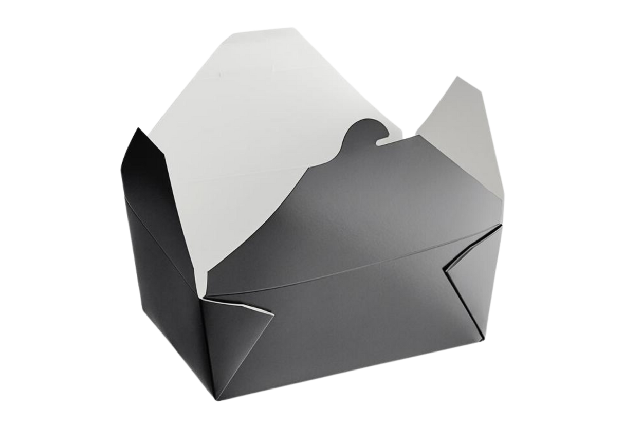 #1 Black Top Folded Take-Out Paper Container - 450pcs