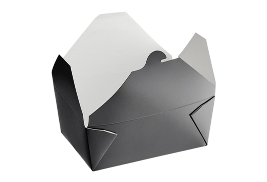 #1 Black Top Folded Take-Out Paper Container - 450pcs