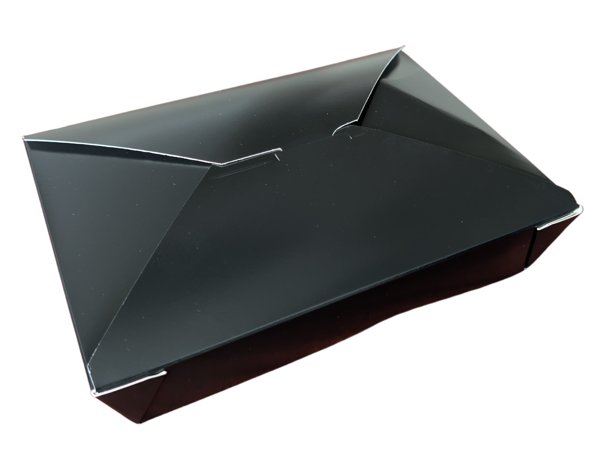 #2 Black Top Folded Take-Out Paper Container - 200pcs